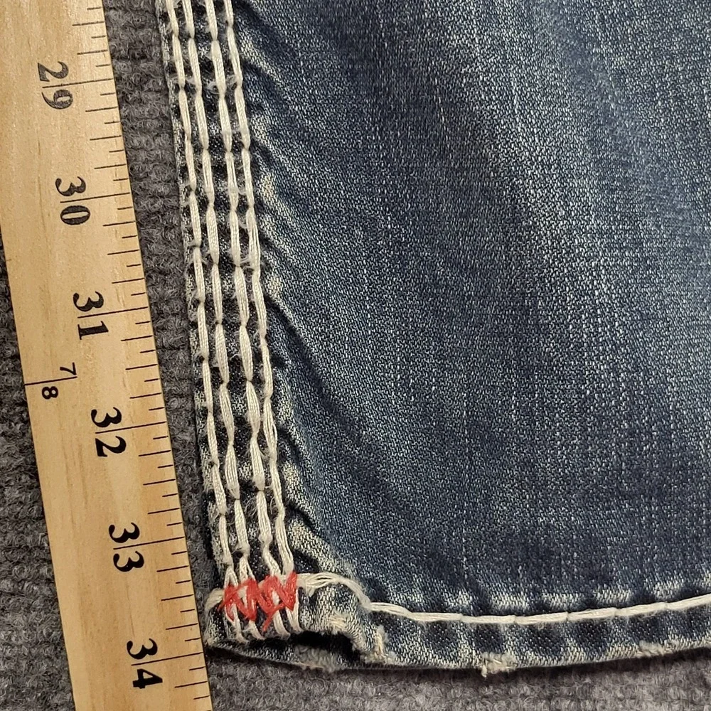 Vtg True Religion Men's Dark Desire Blue Red White Rope Stitch Jeans Size 38